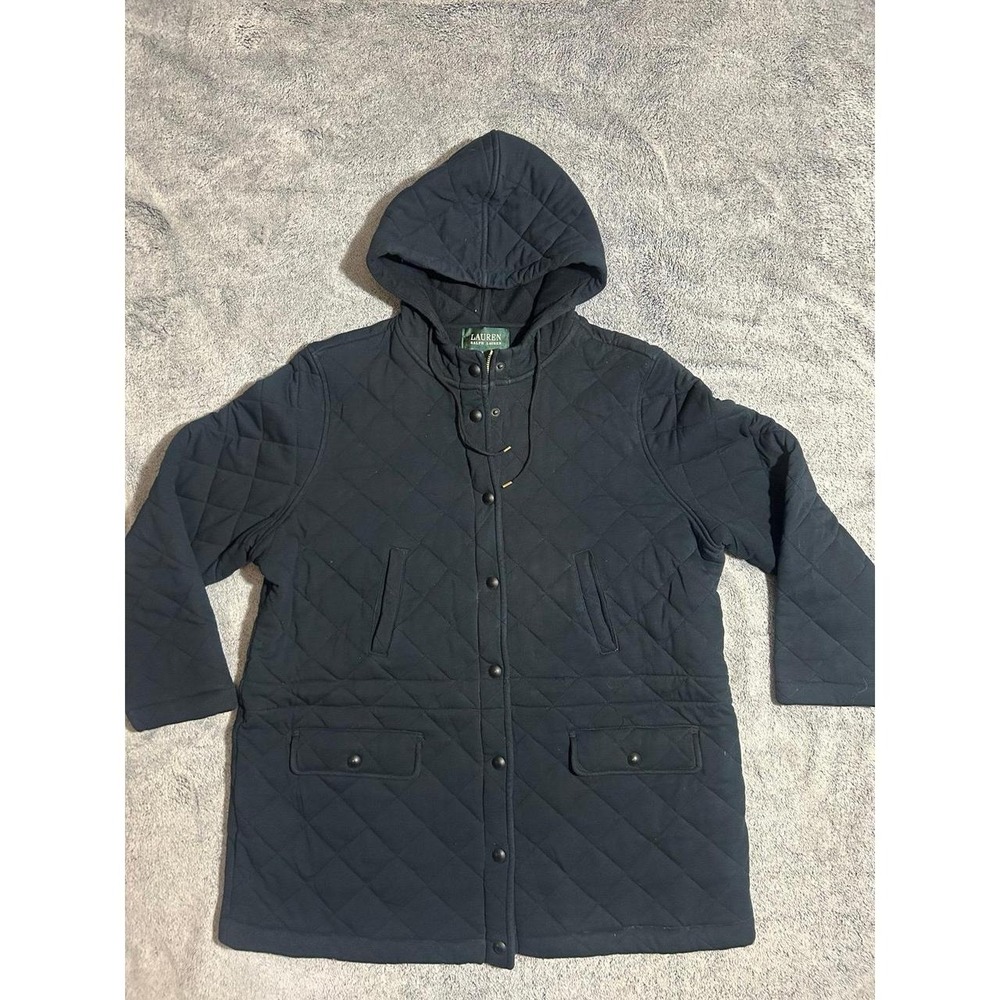 Lauren Ralph Lauren Women's 2X Black Quilted Hooded Coat Jacket Plus Size